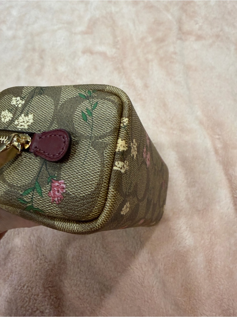 COACH Brown Signature Wildflower Boxy Floral Makeup Cosmetic Pouch - Picture 8 of 11